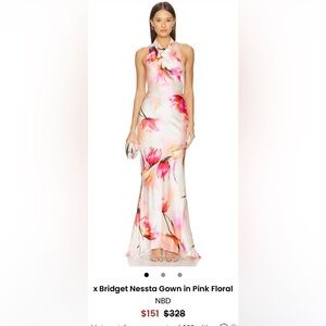 NBD Pink Floral Backless Gown